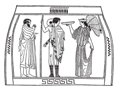 Vazo çizimler açık bir konteyner, eski Yunanlılar için onların beceri çanak çömlek, vintage çizgi çizme veya oyma ile ünlü.