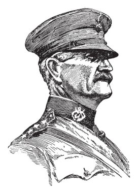John J. Pershing, 1860-1948, o bir üst düzey ABD Ordusu subayı, vintage çizgi çizme veya oyma illüstrasyon yapıldı.