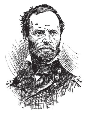 Genel William Tecumseh Sherman, 1820-1891, o Amerikalı bir asker, iş adamı, yazar ve, sendika Ordusu'nda Amerikan İç Savaşı, vintage çizgi çizme veya oyma illüstrasyon sırasında yapıldı.