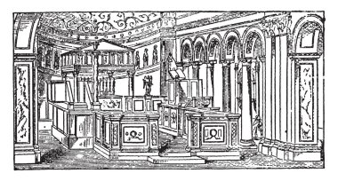 St. Clement, Partido, İl Buenos Aires, İtalyan binalar ve anıtlar, vintage çizgi çizme veya oyma illüstrasyon Arjantinli bir kasabada olduğunu.