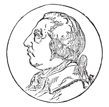 George III, İngiltere kralı, 1738-1820, Büyük Britanya ve İrlanda kralı 1760 gelen sendika 1801 yılında kadar onun üzerinde iki ülke kadar 1820, saltanatı ve Hannover seçmen, vintage çizgi çizme veya oyma illüstrasyon devam etti