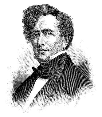 Franklin Pierce, 1804-1869, o Amerika Birleşik Devletleri'ne 1853 dan 1857, Amerika Birleşik Devletleri Senatör ve temsilcisi New Hampshire, vintage çizgi çizme veya oyma illüstrasyon ondördüncü başkanı oldu