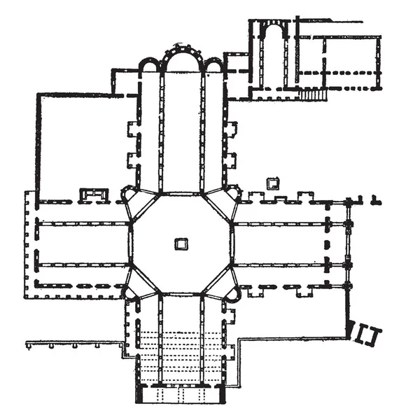 Plan Église Kalat Seman Est Considéré Comme Une Des Anciennes — Image vectorielle