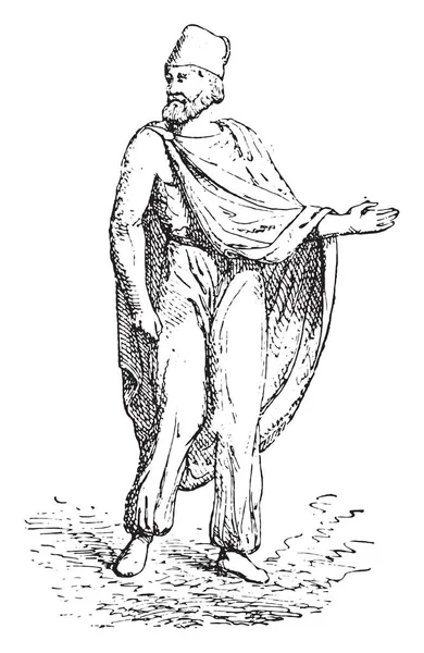 Costume Dacian Illustration Gravée Vintage — Image vectorielle