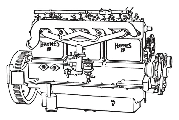 Costruire Automobile Passo Carburatore Fornisce Vapore Benzina Cilindri Linea Vintage — Vettoriale Stock