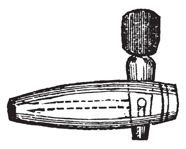 水龙头 由一个管子停止与 Peg 复古线条画或雕刻插图 — 图库矢量图片