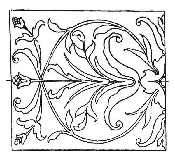르네상스 직사각형 패널은 Intarsia 디자인 빈티지 — 스톡 벡터