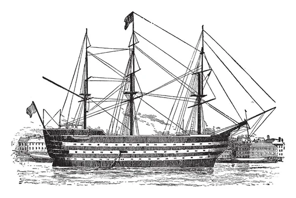Vitória Navio 104 Canhões Linha Marinha Real Britânica Encomendado 1758 —  Vetores de Stock