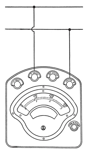 Amperímetro Voltio Amperímetro Portátil Combinación Voltios Para Pruebas Dibujo Línea — Archivo Imágenes Vectoriales