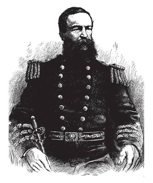 海軍大将デイヴィッドディクソンのポーター 1813 1891 彼はアメリカ合衆国海軍海軍大将そして米国海軍 ビンテージの線描画や彫刻イラストの歴史の中で最も顕著な家族の つのメンバー — ストックベクタ