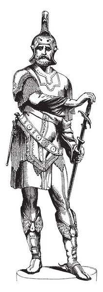 Armor Figure Été Sculptée Par Sculpteur Autrichien Fernkorn Dessin Ligne — Image vectorielle