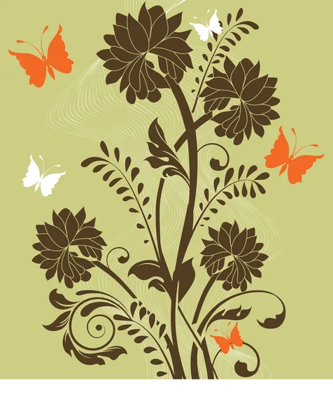 Ilustración Vectorial Papel Tapiz Con Elementos Florales — Vector de stock