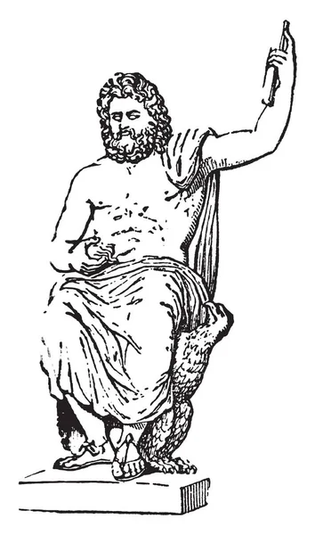 このイメージはギリシアの神のチーフ 人として見なされていたそれらによって天国地球の支配者 ビンテージの線描画や彫刻イラスト — ストックベクタ