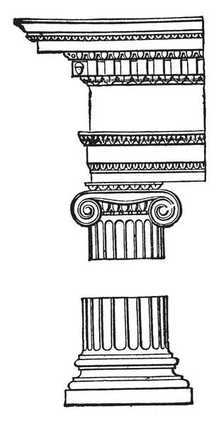 Іонічний Орден Кутовий Кутовий Плоский Задовільний Дорічний Вінтажний Малюнок Лінії — стоковий вектор