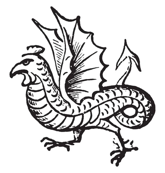 Een Afbeelding Van Een Oude Grote Mythische Draak Absorbtion Basilisk — Stockvector