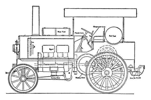 Thornycroft Military Oil Tractor Rolo Lastro Através Meio Uma Embreagem — Vetor de Stock