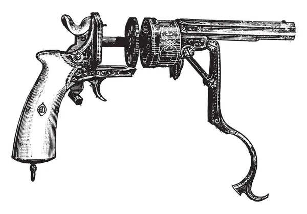 Revolver Galand Vintage Ryté Ilustrace Průmyslové Encyklopedii Lami 1875 — Stockový vektor