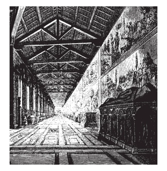 Campo Santo Malarstwo Miało Miejsce Roku 1280 Vintage Rysowania Linii — Wektor stockowy