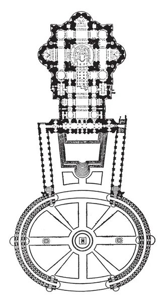 ローマのサンピエトロの計画 15461564 イタリアのルネッサンス建築の例 ドームのデザイン 作品の継続 初期の聖堂の場所 ヴィンテージ線画や彫刻イラスト — ストックベクタ