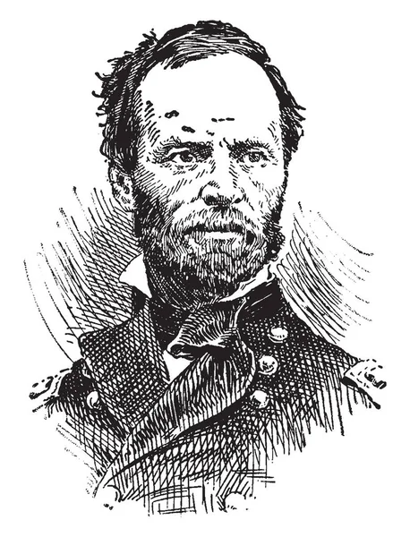 Genel William Tecumseh Sherman 1820 1891 Amerikalı Bir Asker Adamı — Stok Vektör