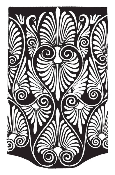 Greek Band Design Anthemion Pattern Apulian Vase Vintage Line Drawing — Stock Vector