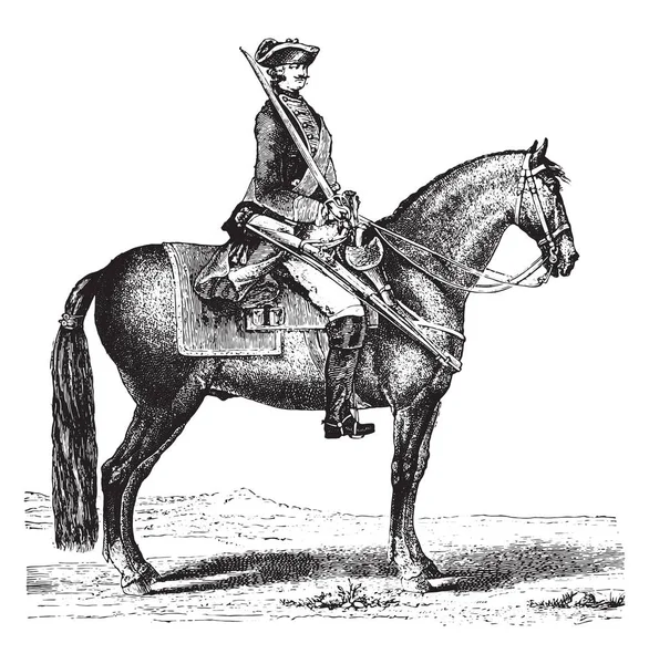 Cavalier Monsigny 1766 Vintage Engraved Illustration Industrial Encyclopedia Lami 1875 — Stock Vector