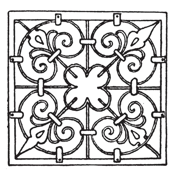 Wrought Iron Square Panel Disegno Del Xvii Secolo George Klain — Vettoriale Stock