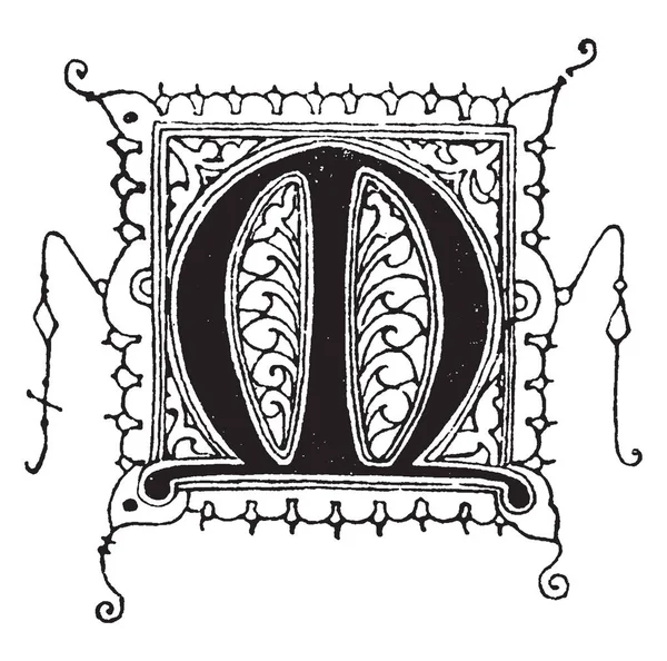 Ein Buchstabe Gotischen Unizial Vintage Linienzeichnung Oder Gravierillustration — Stockvektor