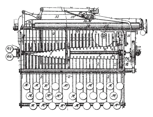 Ilustracja Przedstawia Maszyny Pisania Jest Mechaniczne Urządzenie Które Mają Być — Wektor stockowy