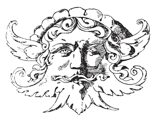 İtalyan Renascence maskesi Türbesi Kardinal Sforza, vintage çizgi çizme veya oyma illüstrasyon.