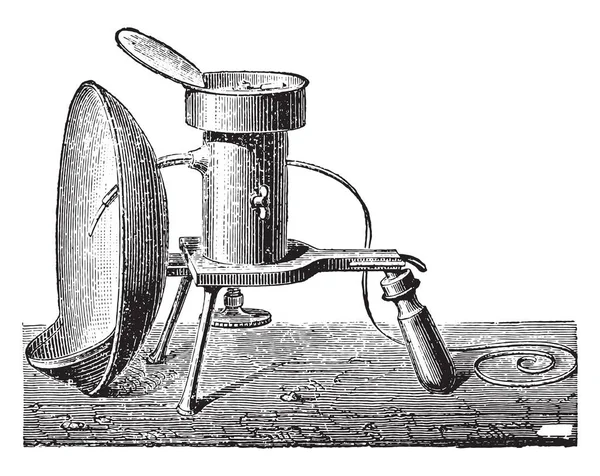 Lampe Réflecteur Pour Combustion Magnésium Illustration Gravée Vintage Encyclopédie Industrielle — Image vectorielle