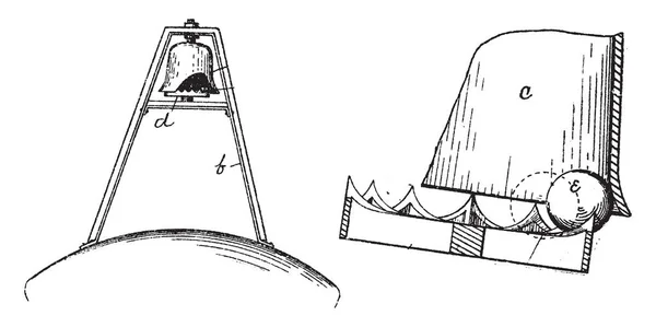 Bell Buoy Плавающее Устройство Которое Иметь Различные Цели Винтажные Линии — стоковый вектор