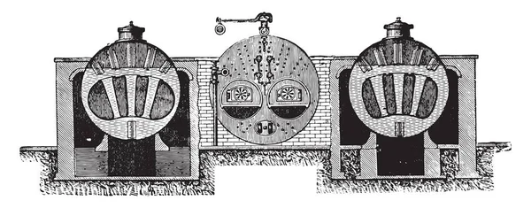 锅炉横断面 复古雕刻插图 工业百科全书 1875 — 图库矢量图片