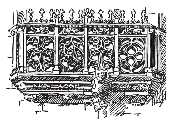 Balaustra Gotico Francese Fiammeggiante Castello Josselyn Vetro Senza Cornice Illustrazione — Vettoriale Stock
