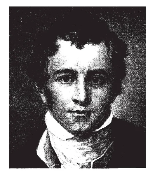 선생님 험프리 1778 1829 콘월어 화학자 발명자 알칼리 그리고 알칼리 — 스톡 벡터