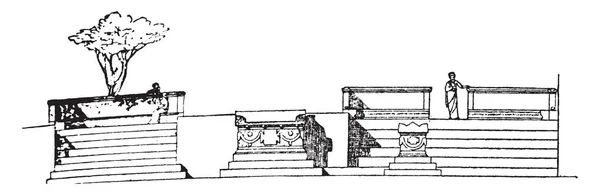 Exedra Calle Las Tumbas Assos Mayor Asistencia Receso Semicircular Fachada — Archivo Imágenes Vectoriales