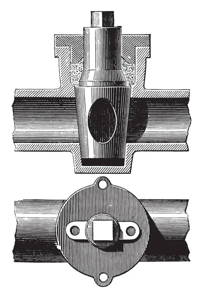 Stopcock Vintage Gravada Ilustração Enciclopédia Industrial Lami 1875 — Vetor de Stock