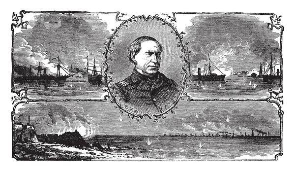David Glasgow Farragut 1801 1870 Han Var Flagga Officer Amerikanska — Stock vektor