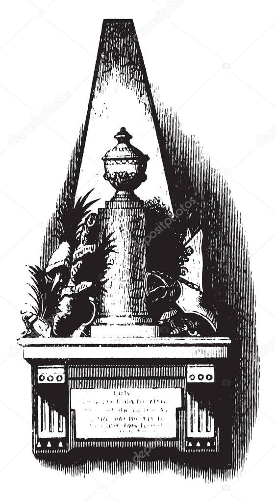 Monument of Richard Montgomery,an Irish-born soldier who first served in the British Army,vintage line drawing or engraving illustration.