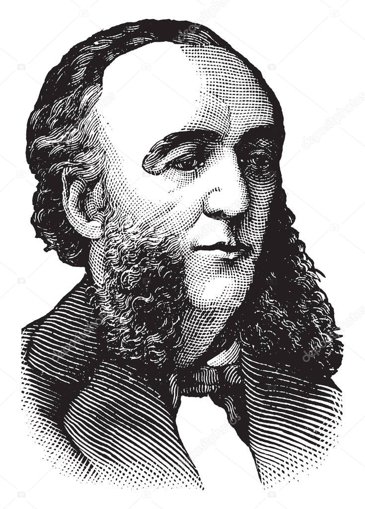 Jules Ferry, 1832-1893, he was a French statesman, republican, and promoter of laicism and colonial expansion, vintage line drawing or engraving illustration