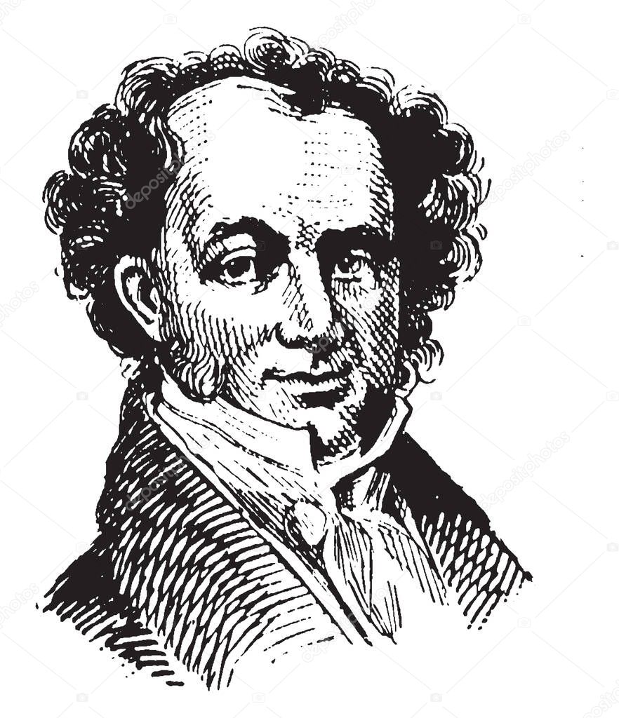 Martin Van Buren, 1782-1862, he was an American statesman, the eighth president of the United States from 1837 to 1841, and founder of the democratic party, vintage line drawing or engraving illustration