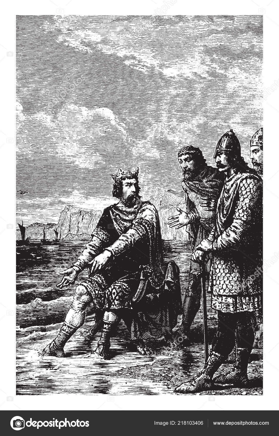 Canute Sea Shore Danish King England Denmark Norway Vintage Line Stock