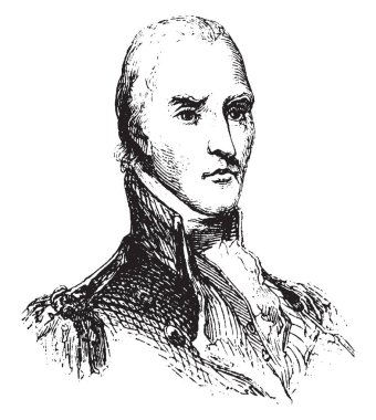 John Stark, 1728-1822, o bir Tümgeneral orduya, vintage çizgi çizme veya oyma illüstrasyon yaptı