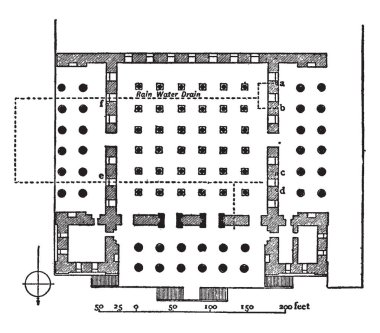Hall, Xerxes 485 üzerinden 465 Bc için planı sarayın Bay kaynak Blundell, vintage çizgi çizme veya oyma illüstrasyon göre yapıyoruz.