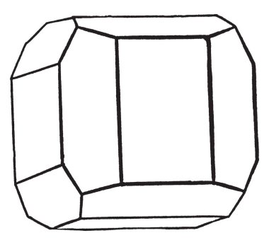 Bu diyagram Unsymmetrically kesilmiş küp, vintage çizgi çizme veya oyma illüstrasyon temsil eder..