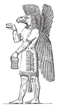 Karakter mühür için. Louvre (heykel), vintage oyulmuş illustratio