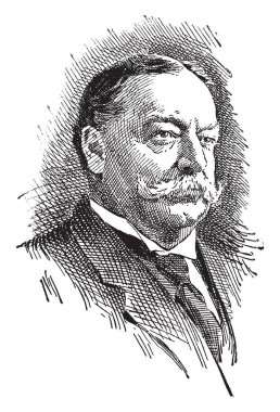 William Howard Taft, 1857-1930, Amerika Birleşik Devletleri Başkanı ve Baş Yargıç, Amerika Birleşik Devletleri, vintage çizgi çizme veya oyma illüstrasyon biriydi