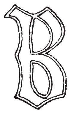 Bir eski İngilizce mektup B, vintage çizgi çizme veya oyma illüstrasyon