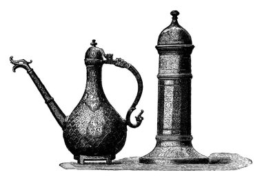 Bronz nesneleri, vintage oyulmuş şekilde kazınmış. Endüstriyel ansiklopedi E.-O. Lami - 1875.