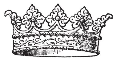 Bir küçük taç, vintage çizgi çizme veya oyma illüstrasyon Coronet olduğunu.